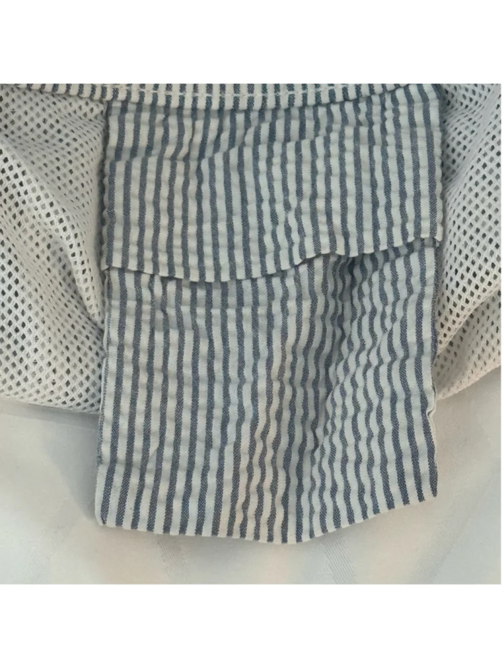 J.Crew Seersucker Crab Print Swim Trunks Men Large Blue White Lined Beach Short